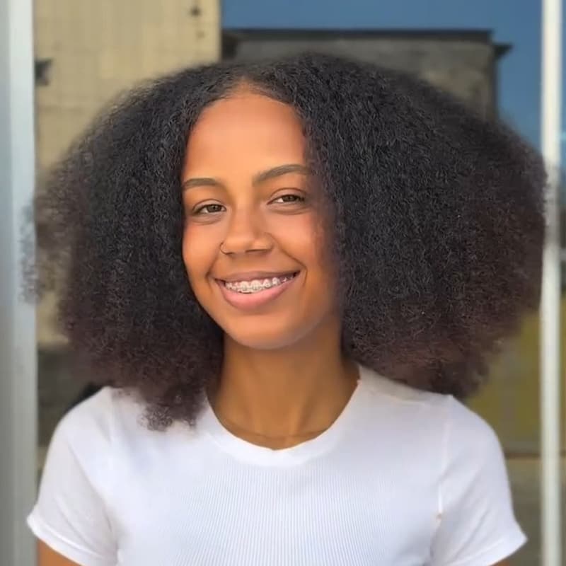 SWAY Short Afro Kinky Straight Bob 13x4 Lace Frontal Human Hair Wigs