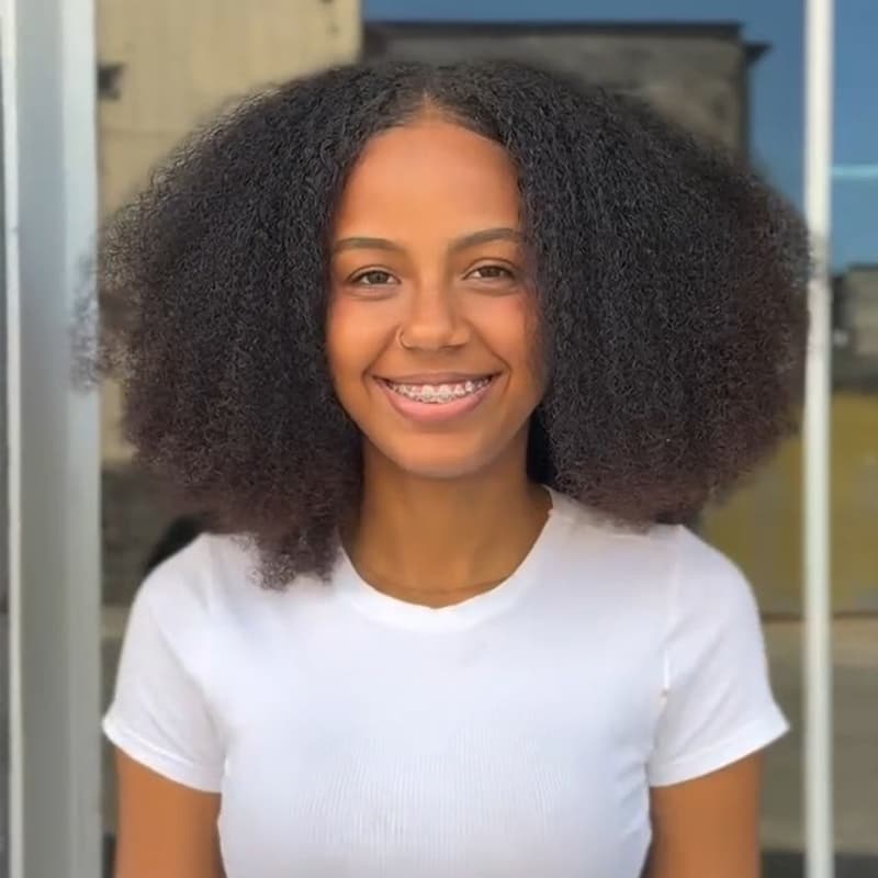 SWAY Short Afro Kinky Straight Bob 13x4 Lace Frontal Human Hair Wigs