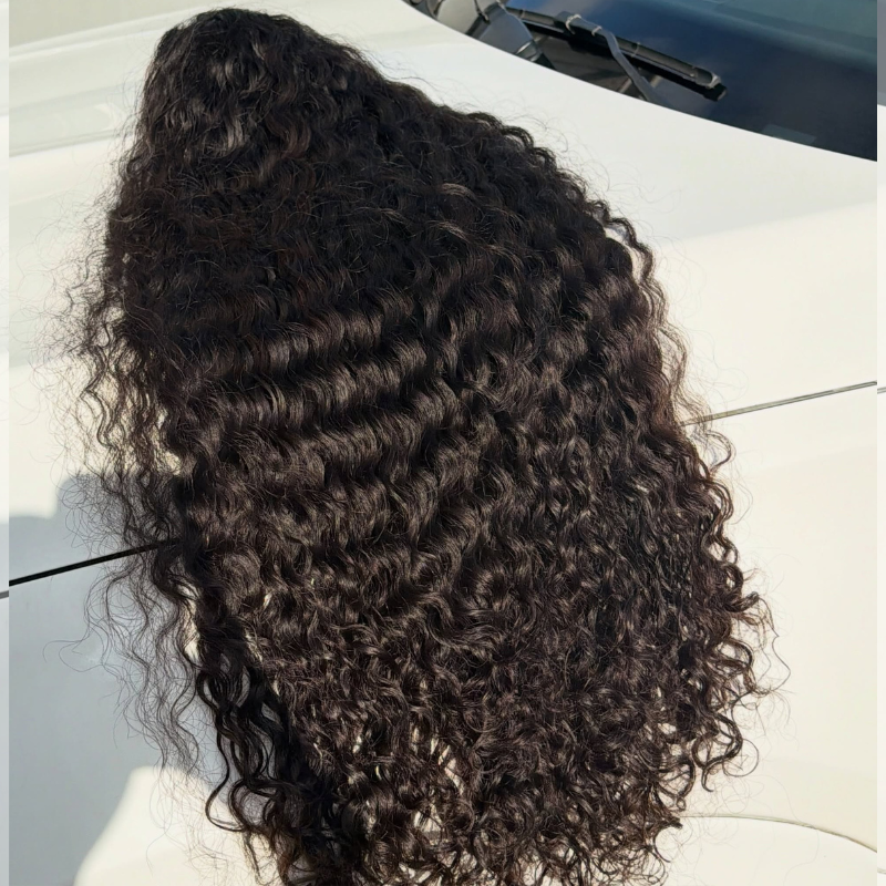 SWAY 42 40 inch Long Knee Length Deep Wave 400 Density Full Thick 13x4 Lace Front Human Hair Wigs