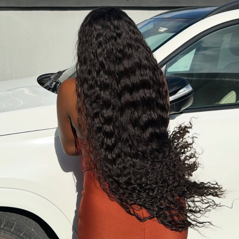 SWAY 42 40 inch Long Knee Length Deep Wave 400 Density Full Thick 13x4 Lace Front Human Hair Wigs