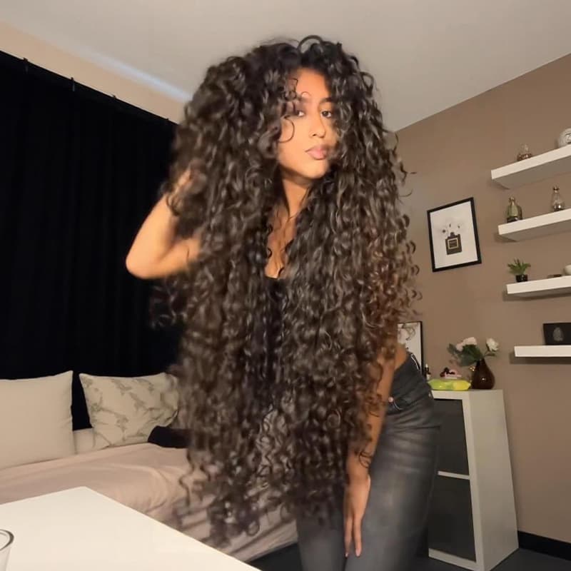 SWAY 42 40 inch Long Knee Length Spanish Loose Curls 13x4 Lace Front Human Hair Wigs