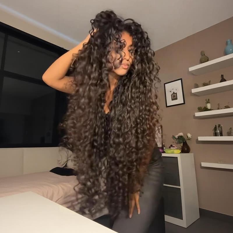 SWAY 42 40 inch Long Knee Length Spanish Loose Curls 13x4 Lace Front Human Hair Wigs