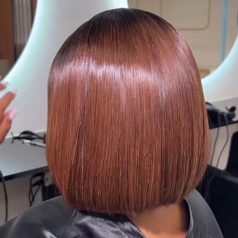 SWAY 8 10 12 inch Short Bob Ombre Black Warm Chocolate Brown 13x4 Lace Front Virgin Human Hair Wigs