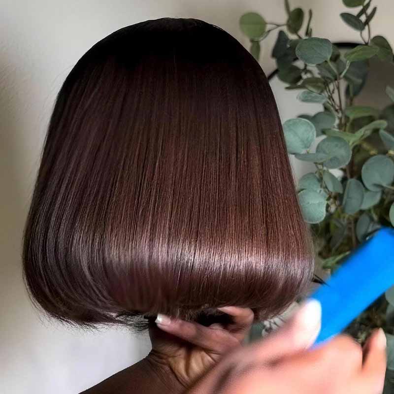 SWAY 8 10 12inch Short Bob Chestnut Burgundy Red Chocolate Brown Elegant 13x4 Lace Frontal Human Hair Wigs