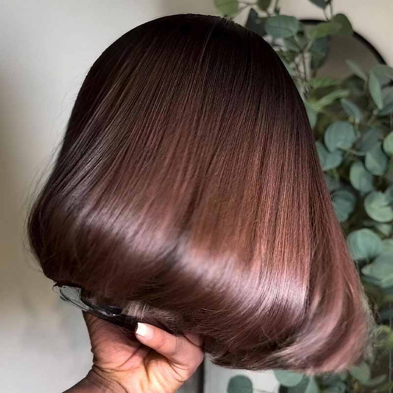 SWAY 8 10 12inch Short Bob Chestnut Burgundy Red Chocolate Brown Elegant 13x4 Lace Frontal Human Hair Wigs