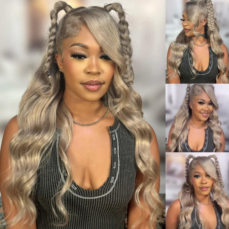 SWAY Ash Teal Blonde 13x4 Lace Front Virgin Human Hair Wigs 200 Density