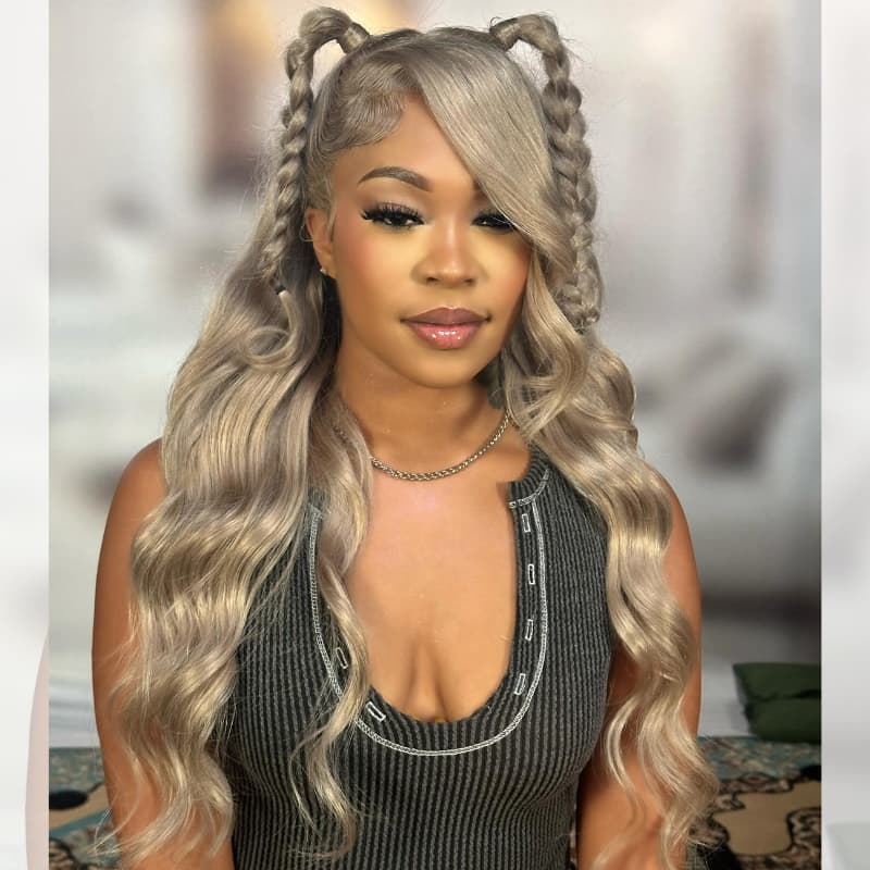 SWAY Ash Teal Blonde 13x4 Lace Front Virgin Human Hair Wigs 200 Density