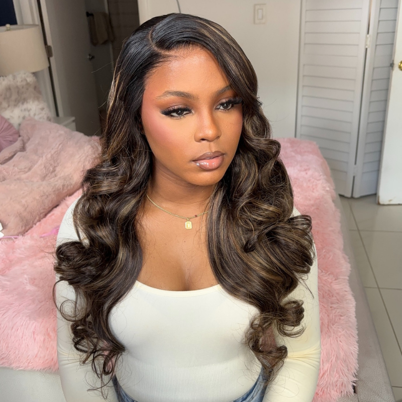 Pelucas de cabello humano ondulado con encaje frontal SWAY, color gris, densidad 200, 13x4 