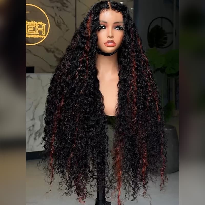Pelucas de cabello humano SWAY rubio miel con reflejos marrones, 13x4 HD, con encaje frontal 