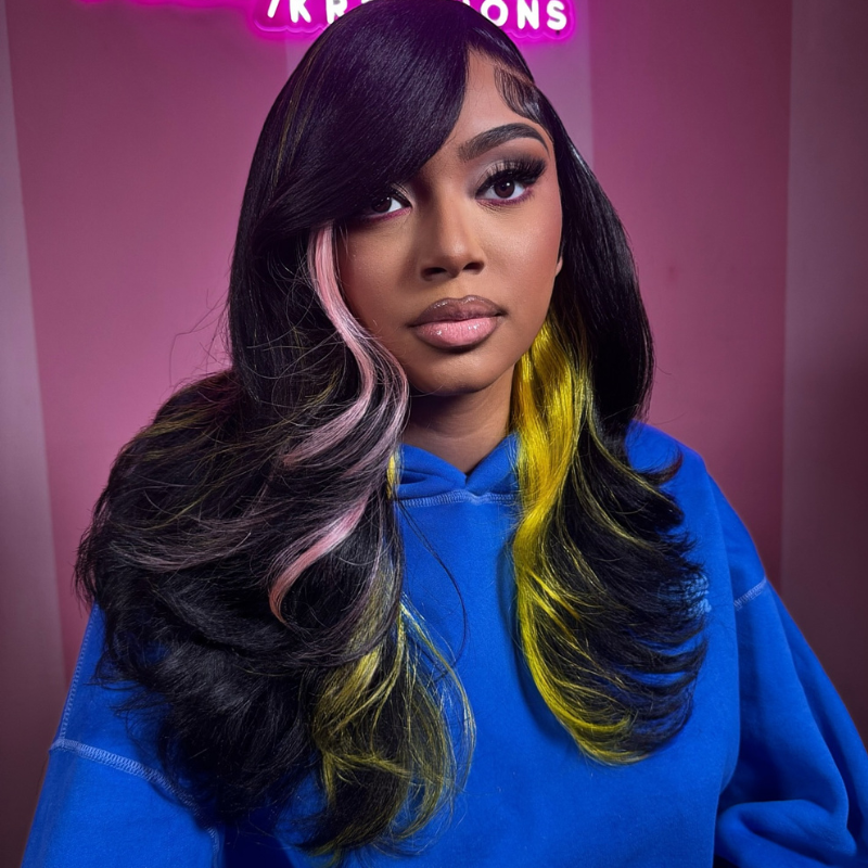 Pelucas de cabello humano ondulado con encaje frontal SWAY, color gris, densidad 200, 13x4 