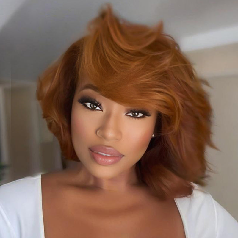 SWAY Elegant Brown Short BOB Body Wave 13x4 Lace Front Human Hair Wigs