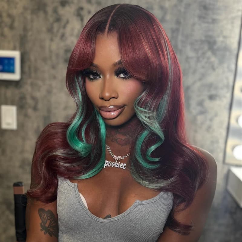 Pelucas de cabello humano ondulado con encaje frontal SWAY, color gris, densidad 200, 13x4 