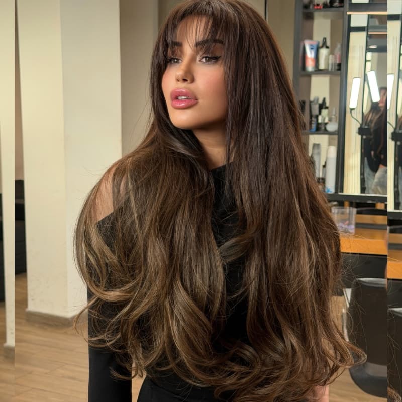SWAY Caramel Brown 13x4 Lace Front Virgin Human Hair Wig With Bangs