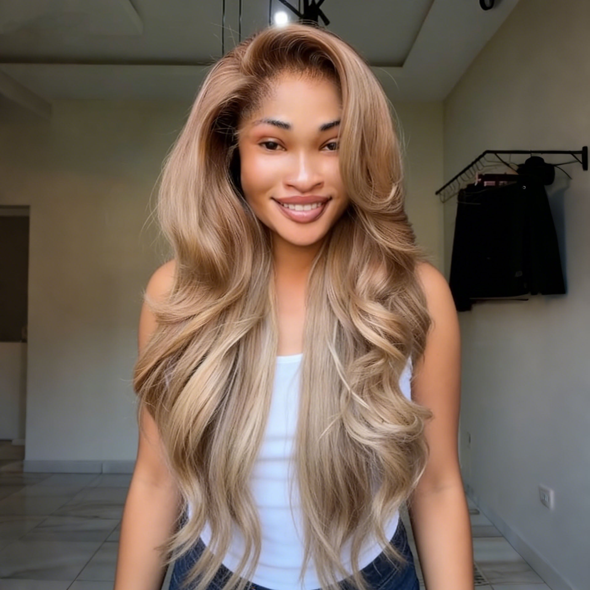 SWAY Champagne Ash Blonde 13x4 Lace Front Virgin Human Hair Wigs 200 Density