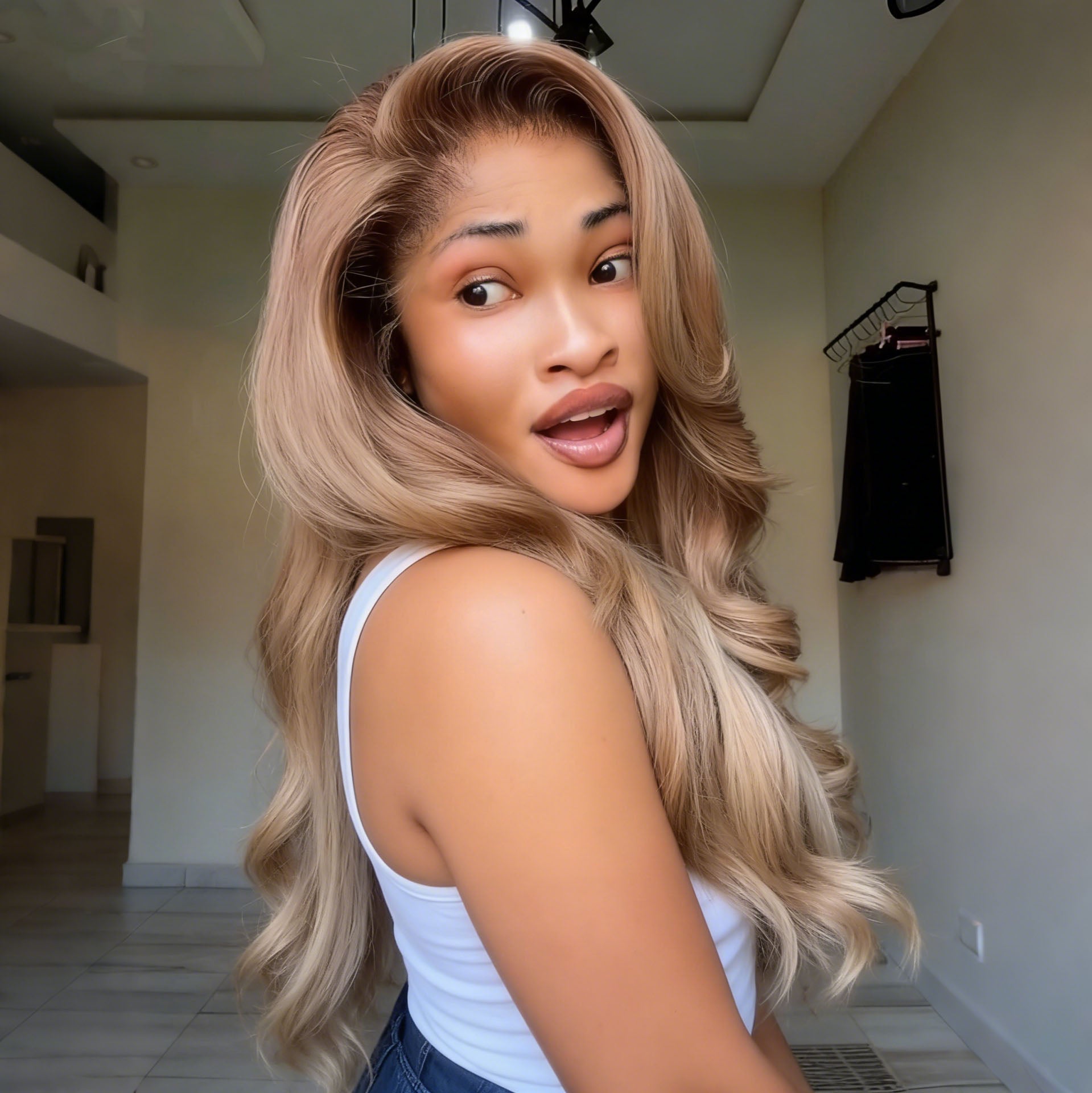 SWAY Champagne Ash Blonde 13x4 Lace Front Virgin Human Hair Wigs 200 Density
