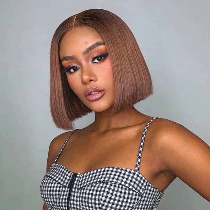 SWAY Chic Short Brown Pixie Cut Bob Wigs Mature Women Easy-to-style Straight Hair