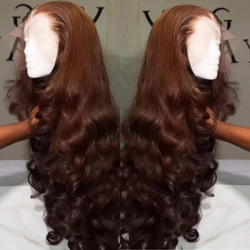 SWAY Chocolate Brown Bouncy Loose Wave 300 Density 13x4 Lace Front Human Hair Wigs