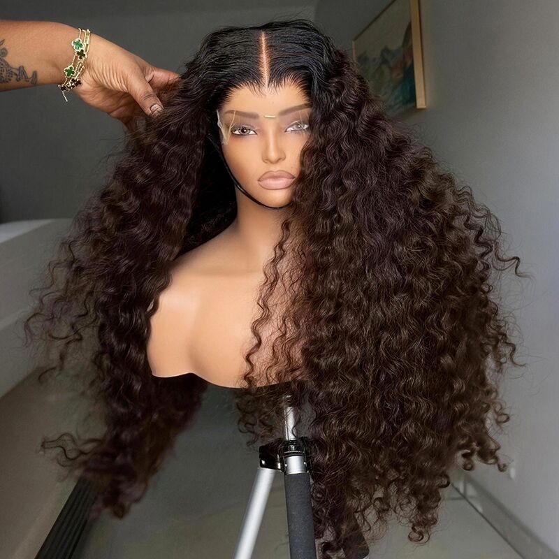 SWAY Chocolate Brown Burmese Curly 13x4 Lace Front Human Hair Wig 250 300 Density