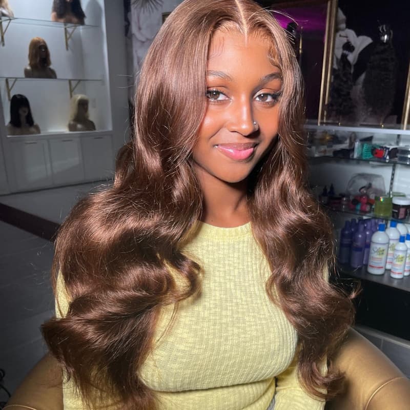 SWAY Chocolate Reddish Brown 13x4 Lace Front Virgin Remy Human Hair Wigs 200 Density