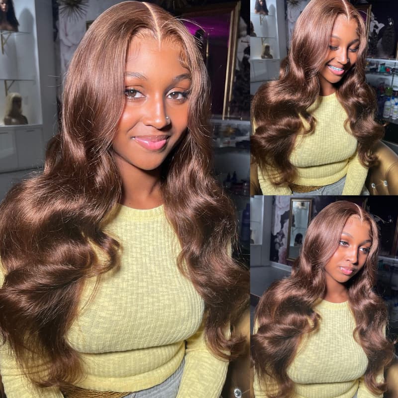 SWAY Chocolate Reddish Brown 13x4 Lace Front Virgin Remy Human Hair Wigs 200 Density