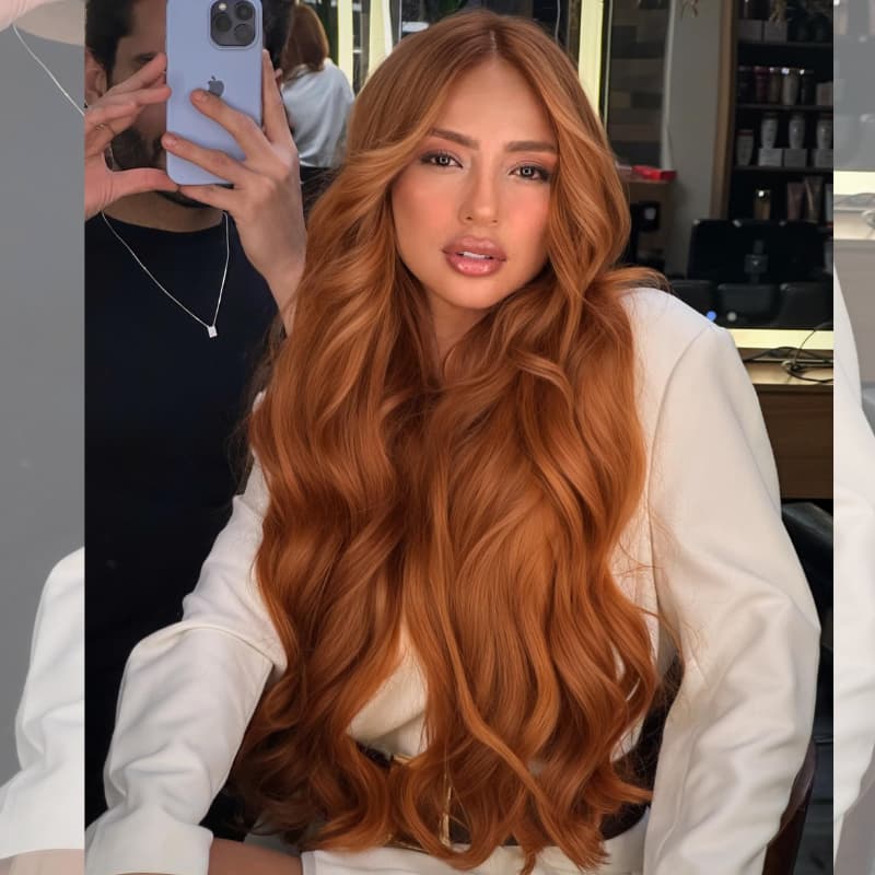 SWAY Copper Reddish Orange Brown 250 300 Density 13x4 Lace Front Human Hair Wig