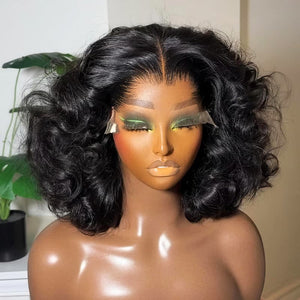 SWAY Fluffy Bouncy Loose Body Wave Short Bob 13x4 Lace Frontal Human Hair Wigs