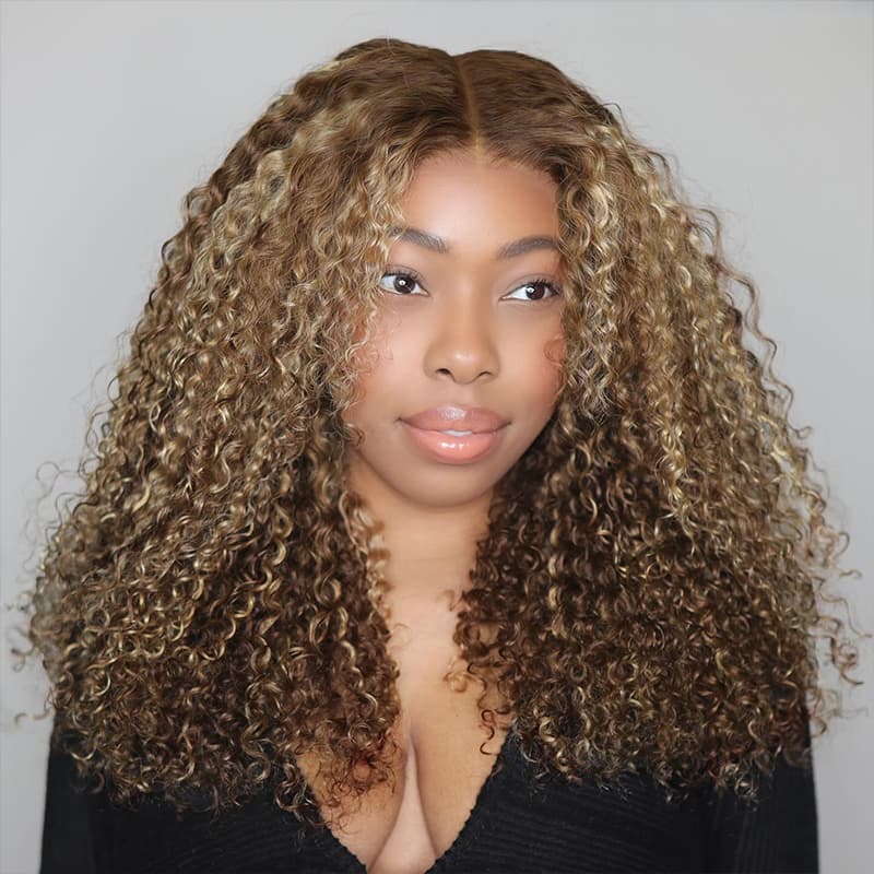 SWAY Honey Brown Highlight 13x4 Lace Front Virgin Human Hair Wigs 200 Density