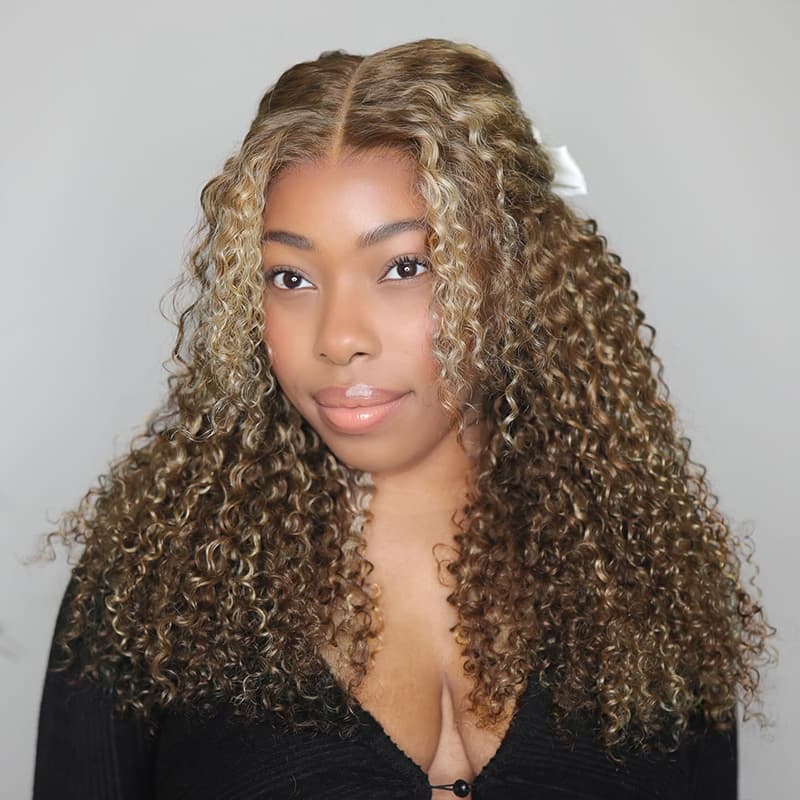 SWAY Honey Brown Highlight 13x4 Lace Front Virgin Human Hair Wigs 200 Density