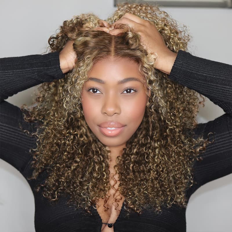 SWAY Honey Brown Highlight 13x4 Lace Front Virgin Human Hair Wigs 200 Density