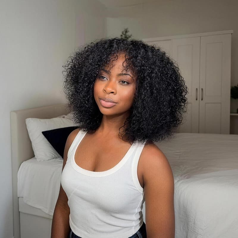 SWAY Jerry Kinky Curly Short Bob 13x4 Lace Frontal Human Hair Wigs
