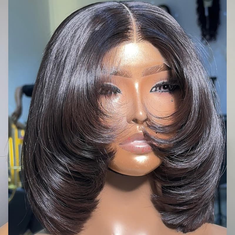 Pelucas de cabello humano Remy con encaje frontal de 13x4 y rizos sueltos de densidad 250-300 de SWAY 