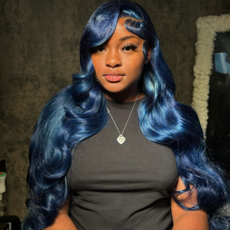SWAY Midnight Blue 13x4 Lace Front Virgin Remy Human Hair Wigs 200 Density