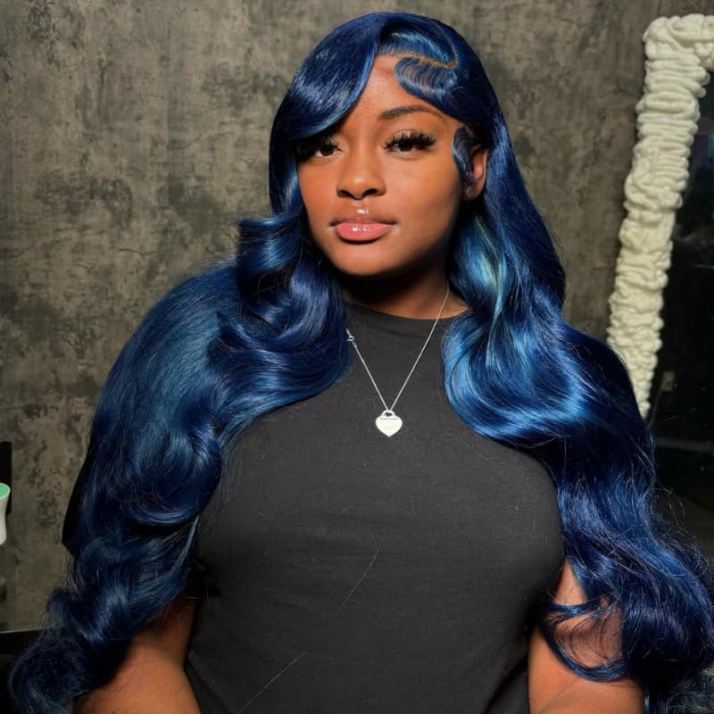 SWAY Midnight Blue 13x4 Lace Front Virgin Remy Human Hair Wigs 200 Density