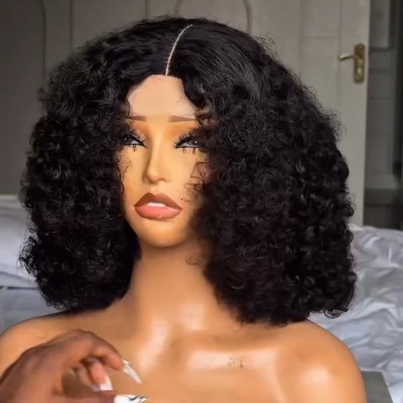 SWAY Natural Coily Kinky Curly Short Bob 13x4 Lace Frontal Human Hair Wigs