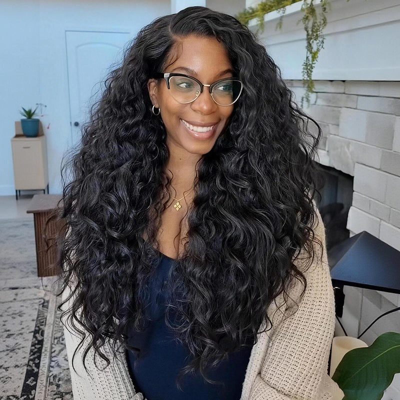 SWAY Natural Loose Kinky Curly 13X4 Lace Front Human Hair Wigs 250 300 Density