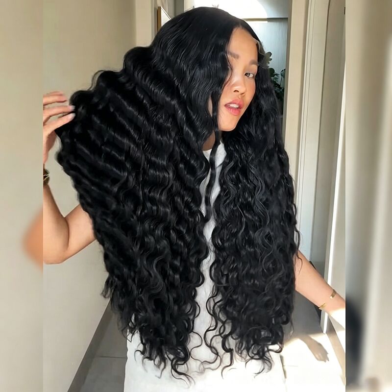 SWAY Ombre Black Brown Loose Deep Wave 300 Density 13x4 Lace Front Human Hair Wig