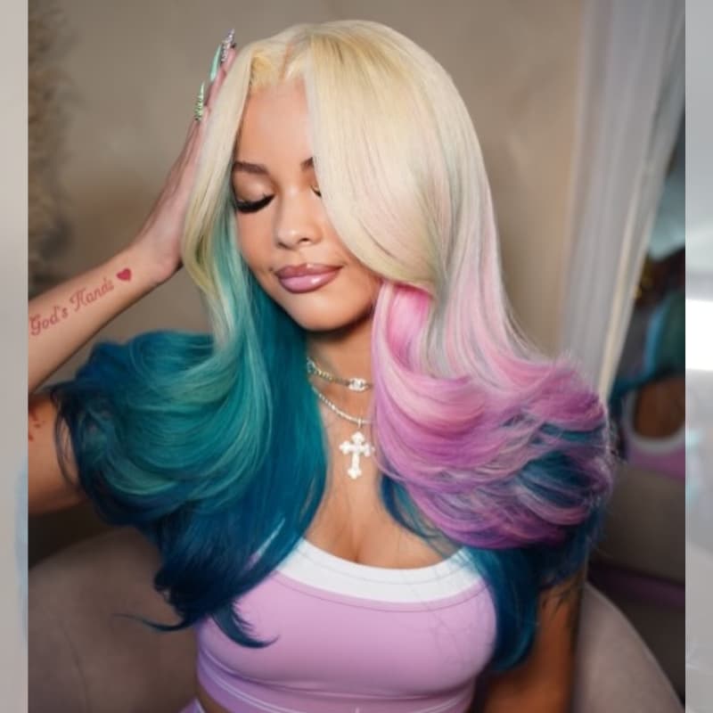 Pelucas de cabello humano ondulado con encaje frontal SWAY, color gris, densidad 200, 13x4 