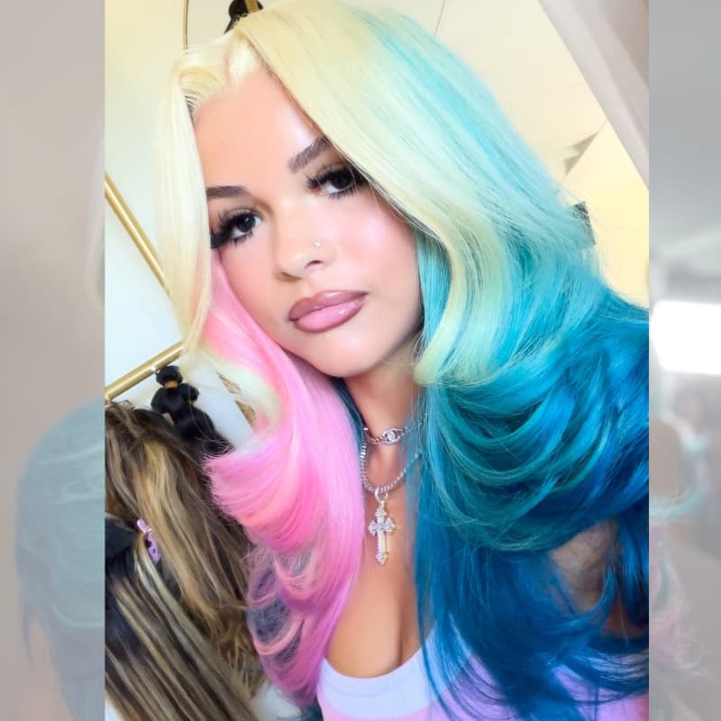 Pelucas de cabello humano ondulado con encaje frontal SWAY, color gris, densidad 200, 13x4 
