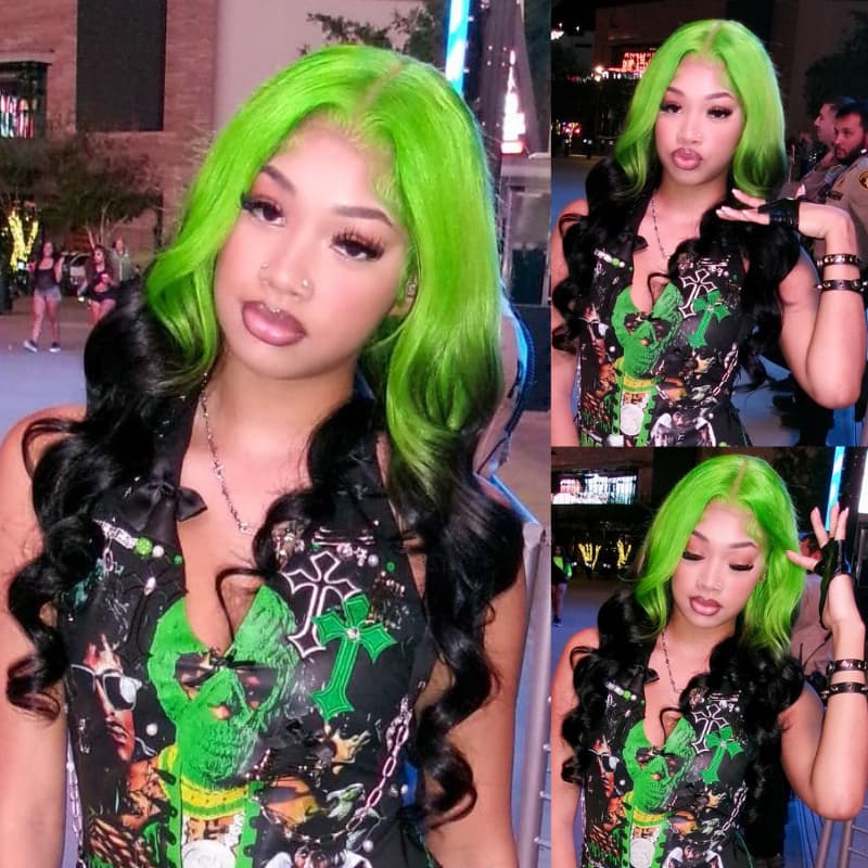 SWAY Ombre Green Black 13x4 Lace Front Virgin Human Hair Wigs
