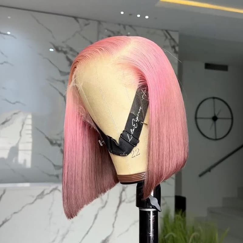 SWAY Ombre Pink Brown 8 10 12 inch Short Bob 13x4 Lace Front Human Hair Wig