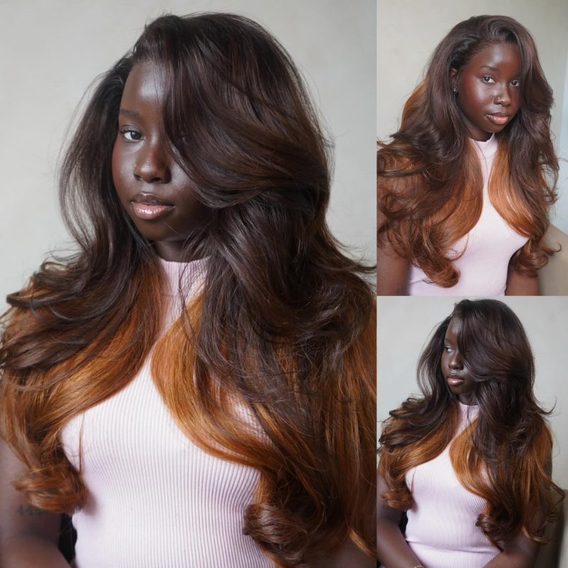 SWAY Peekaboo Dark Chocolate Brown Copper Auburn Ginger 13x4 Lace Front Virgin Human Hair Wig