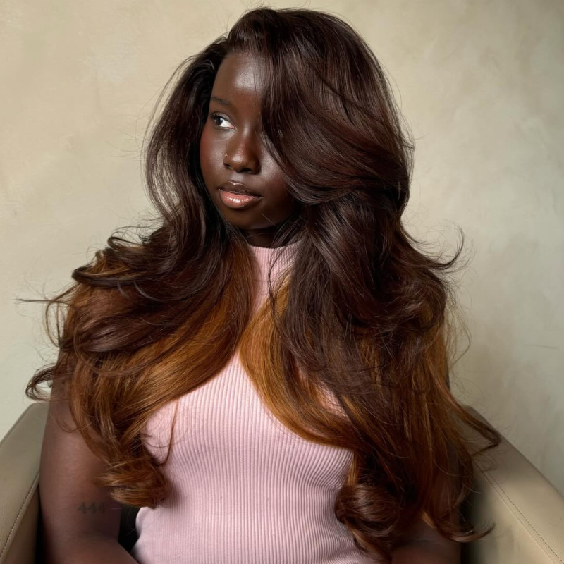 SWAY Peekaboo Dark Chocolate Brown Copper Auburn Ginger 13x4 Lace Front Virgin Human Hair Wig