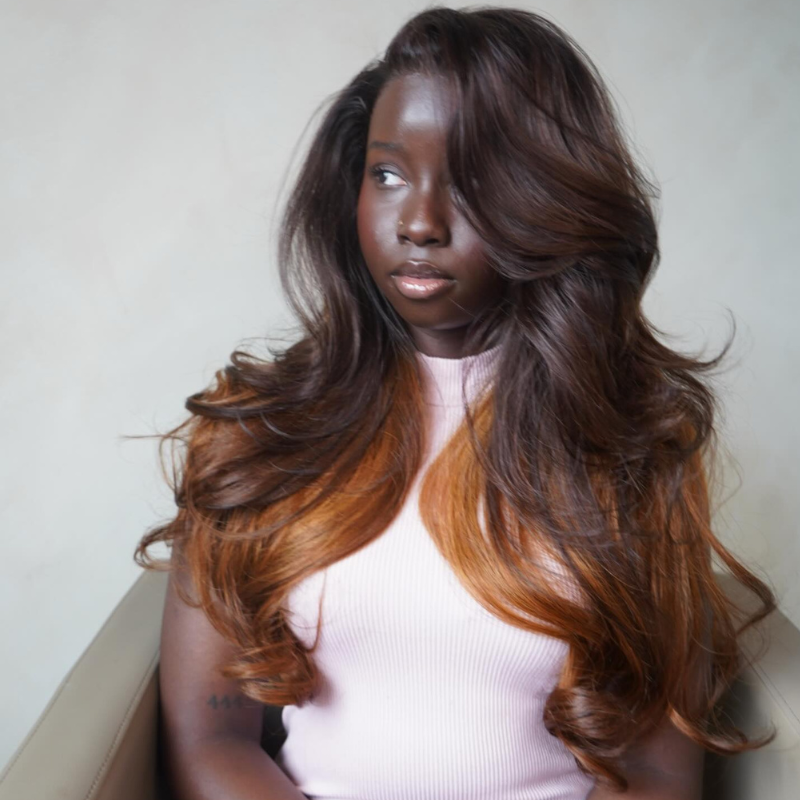 SWAY Peekaboo Dark Chocolate Brown Copper Auburn Ginger 13x4 Lace Front Virgin Human Hair Wig