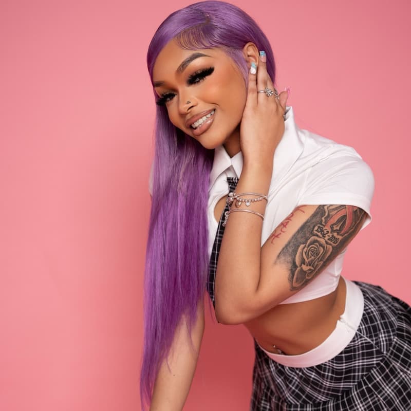 SWAY Purple Student Affordable Back to School Graduation College Girl 13x4 Lace Front Human Hair Wigs