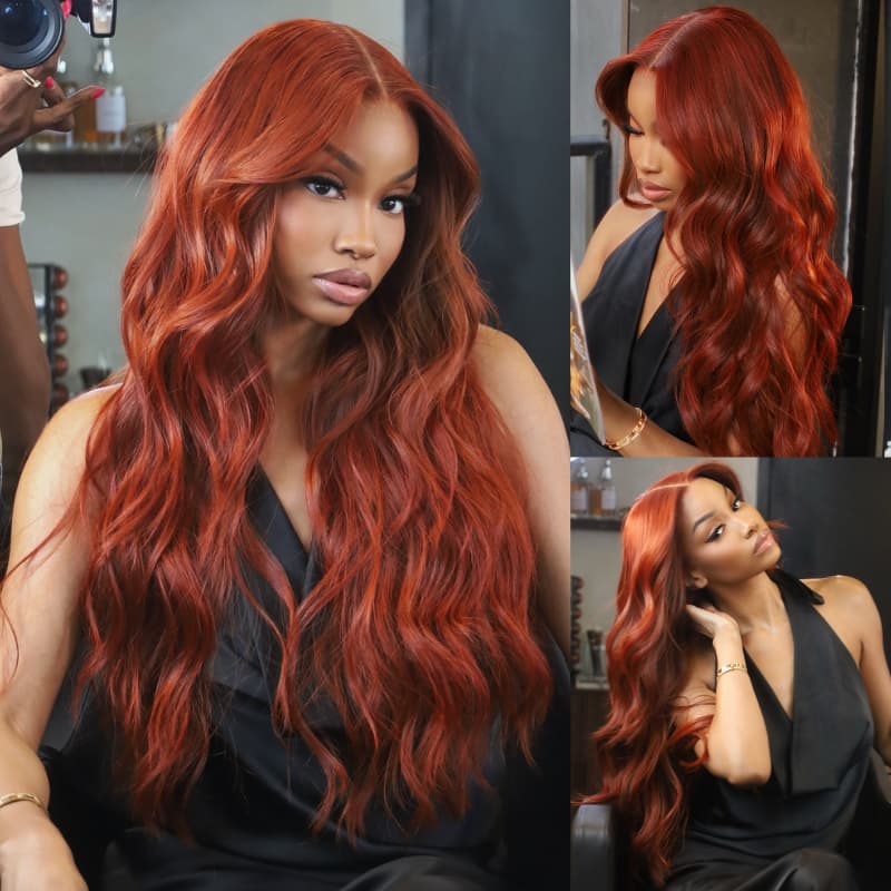 SWAY 30 32 34 Inch Ginger Reddish Brown 13x4 Lace Front Human Hair Wig