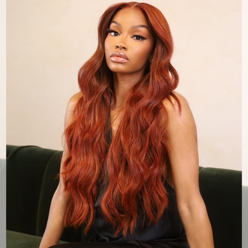 SWAY 30 32 34 Inch Ginger Reddish Brown 13x4 Lace Front Human Hair Wig