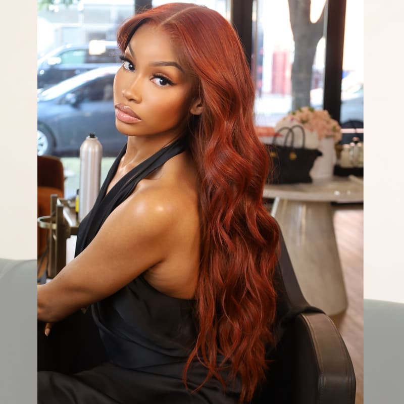 SWAY 30 32 34 Inch Ginger Reddish Brown 13x4 Lace Front Human Hair Wig