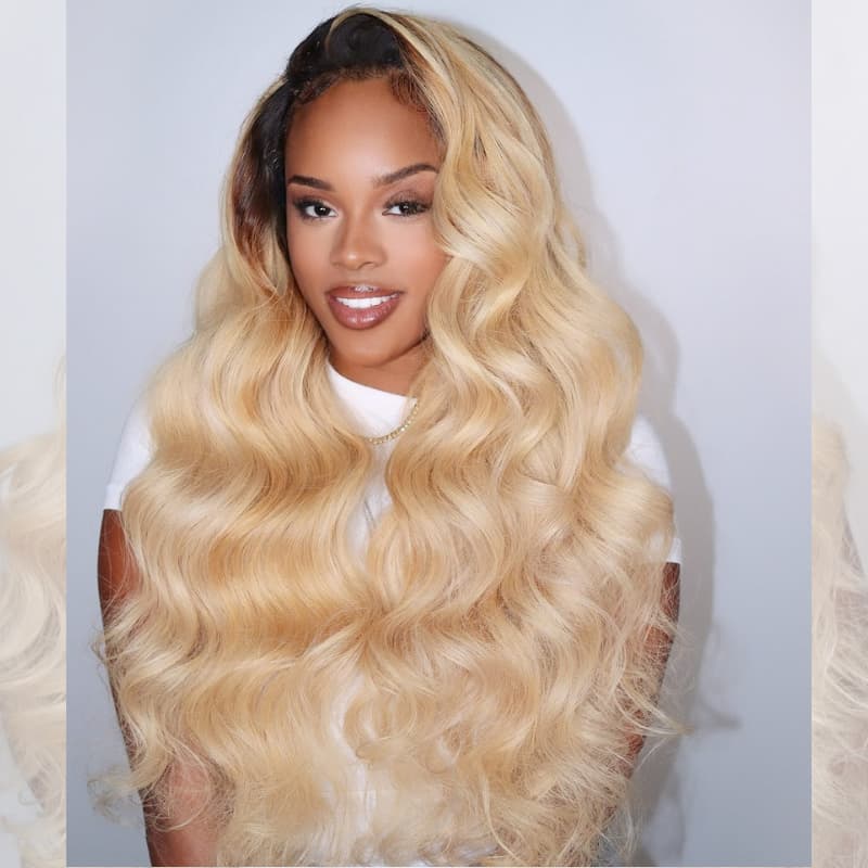 SWAY 613 Blonde With Dark Roots 13x4 Lace Front Virgin Human Hair Wigs