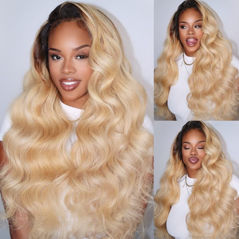 SWAY 613 Blonde With Dark Roots 13x4 Lace Front Virgin Human Hair Wigs