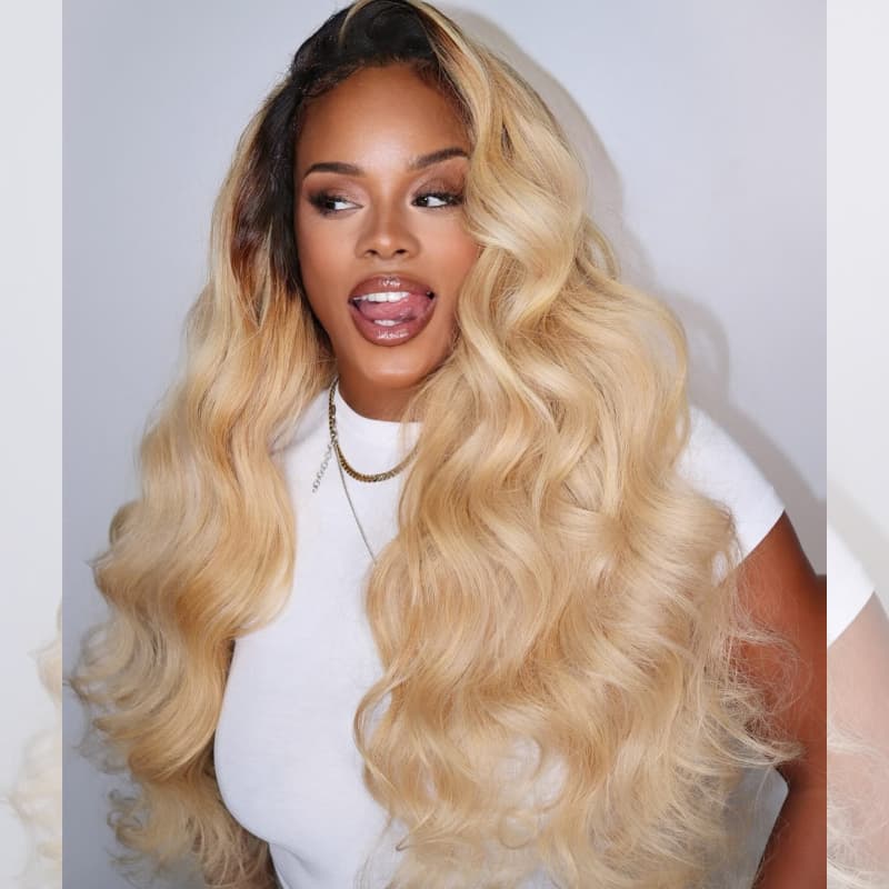 SWAY 613 Blonde With Dark Roots 13x4 Lace Front Virgin Human Hair Wigs